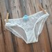 Blushing Bride Collection - Simply feminine lacey beige undie with something blue ROSE bow - I DO in rhinestones Size Small - Ships in 24hrs