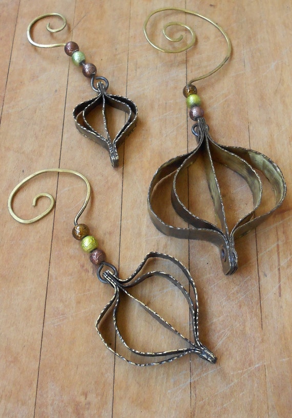 Set of Three Brass Christmas Ornaments Brass Ornament