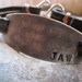 Mens Personalized Bracelet-CUSTOM Stamped Message - Rustic and Rugged Leather Copper Silver