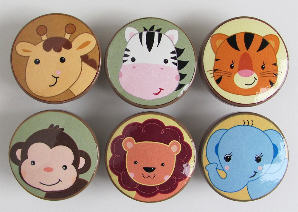 Boy's Safari Knobs Safari Animal Drawer Knobs Lion by LeilasLoft