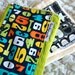 Baby burp cloth set - Numbers and letters hand dyed burp cloth set in ivory and lime