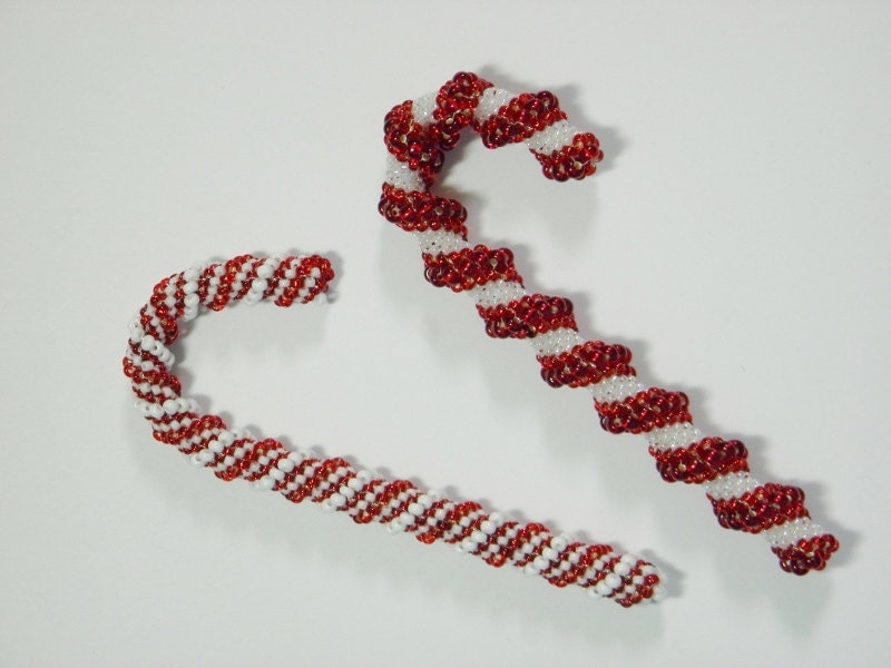 Beaded Candy Cane Decoration 4" long