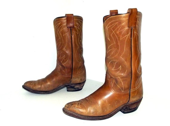 Brown leather broken in Tony Lama cowboy by honeyblossomstudio