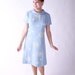 Vintage 1960s Dress - Blue Sheath Dress with White Flower Appliques