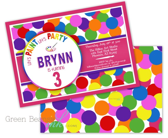 ART PAINT RAINBOW Party Kids Birthday Printable Party Invitation Printing Available Il_570xn