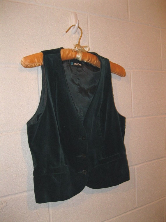 Vintage Emerald Green Velvet Vest Women size small Festive