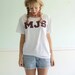 M J S Vintage 90s White and Maroon Letterman Track Gym Tee Shirt Tshirt SMALL S