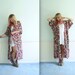 Bright Floral Print Kimono Robe Jacket Maxi Dress - Vintage 80s - OS OSFM