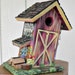Wood Barn Bird House, Hand Made, Hand Painted, Slanted with a Sign that says "Blessings to all who enter" Made in Oregon , USA