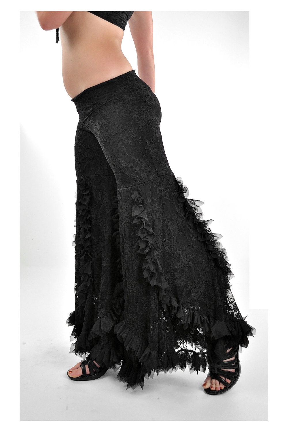 Black Lace Swan Pants Belly Dance Tribal Fusion By Dreamingamelia