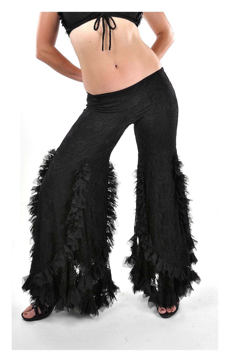 Black Lace Swan Pants belly dance tribal fusion by dreamingamelia