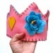 Pink Waldorf Crown - Waldorf Birthday Crown in Organic Wool - Hand Sewn Turquoise Flower Kids Gift