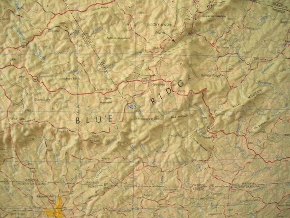 Raised Relief Map of Blue Ridge / North Carolina