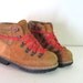 Vintage brown leather ITALIAN Montello mountain hiking boots // red laces // womens 9.5 // mens 7.5