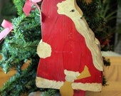 Wooden Santa with bag