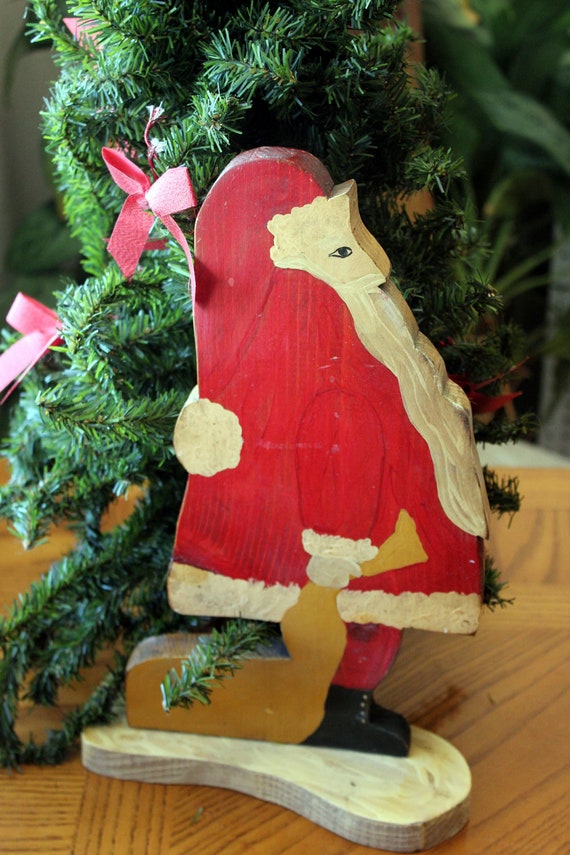 Wooden Santa with bag