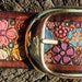 Leather Belt with Dark Brown Border OOAK Flower Garden Design