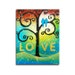 Folk Art Acrylic Painting - Abstract Landscape Whimsical Tree of Life Art - Love Birds Romantic Art 11x14