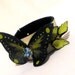 Butterfly leather bracelet with swarovsky crystal Statement jewelry