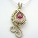 Pink Tourmaline Peacock Wire Wrapped Pendant