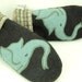 Eco Friendly Mittens Wool Sweater Mittens Felted Wool Mittens Dark Brown Turquoise Elephant Applique Fleece Lining Suede Palm Size S