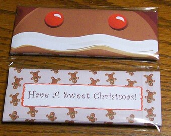 Gingerbread Man Face Wrapped Chocolate Candy Bar, Stocking Stuffer, Classroom Treat, Gift from Teacher, Secret Santa, Grab Bag Gift