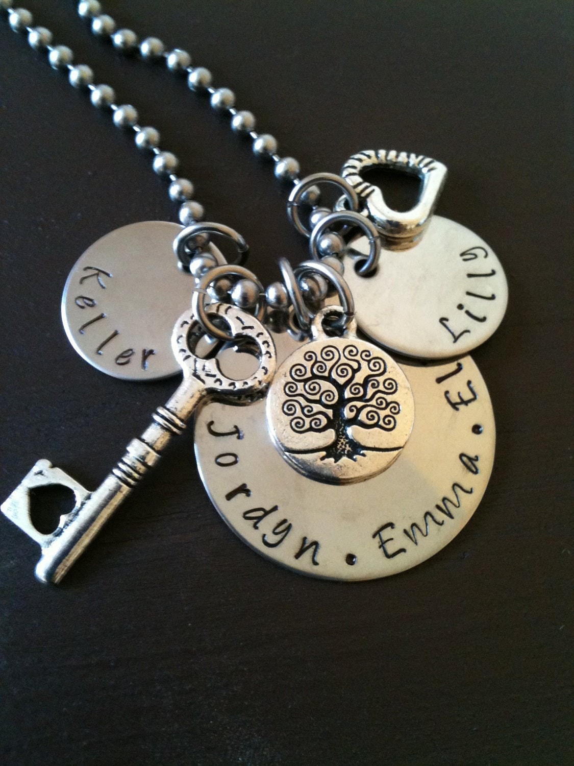 Hand Stamped Jewelry Mother's Charm Necklace Pendant