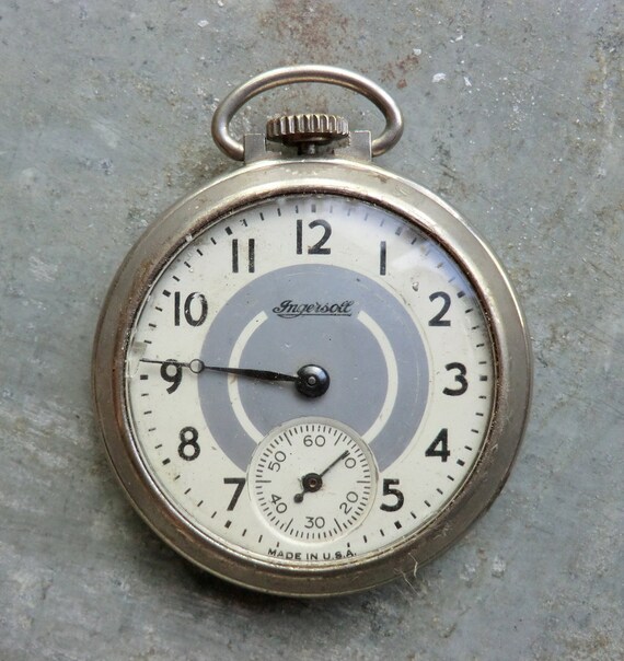 RESERVED FOR Elaine Vintage Ingersoll Pocket Watch for