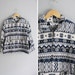 SALE / vintage '90s blue & white SOUTHWESTERN aztec-inspired TAPESTRY zip-front jacket. size m l.