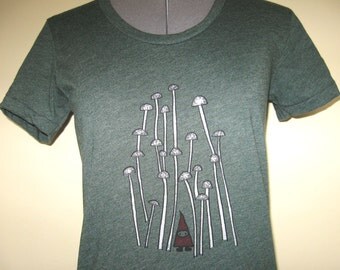 Gnome Mushrooms T Shirt Forest Green