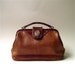 vintage Brown Faux Leather Doctor Bag with Reptile Embossed Trim