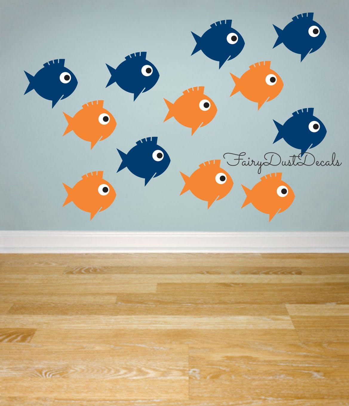 Fish Wall Decal Set of 12 New Design aquarium by FairyDustDecals
