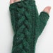 Cotton Fingerless Gloves for Women, Handknit Gloves for Ladies, Teen Girls, green tweed, cable pattern, gift for women and girls
