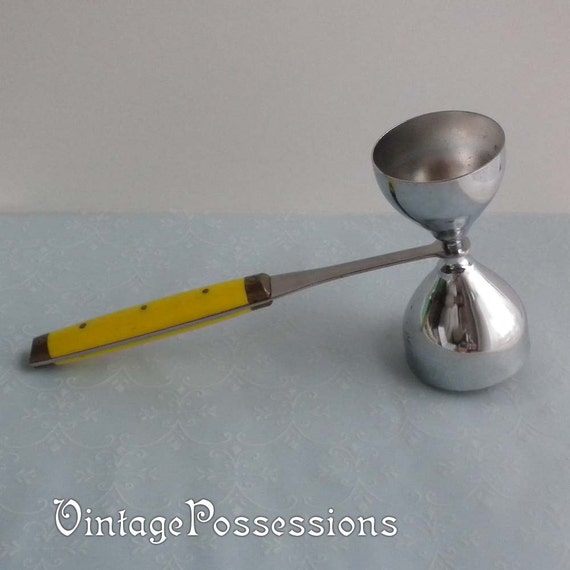 Vintage Double Jigger Measure with Yellow Celluloid Handle