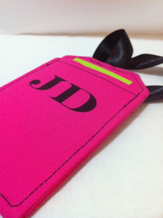 Items similar to Personalized Luggage Tag, Hot Pink and Black, Spot