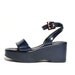 VTG 90's Navy Patent Leather Prada Platform Sandals 7