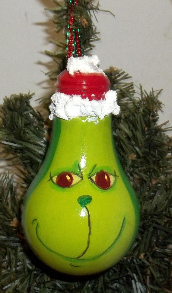 Items similar to Hand Painted Grinch Christmas Ornament. Hangs Anywhere