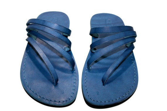 Blue Rainbow Leather Sandals for Men  Women by SANDALI on Etsy