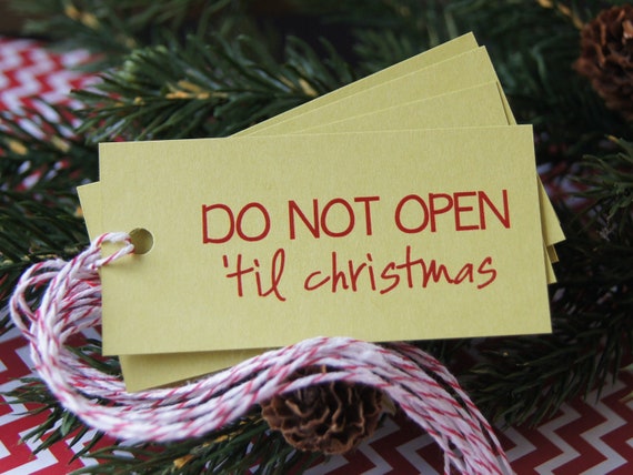 items-similar-to-do-not-open-til-christmas-tags-on-chartreuse-qty-6