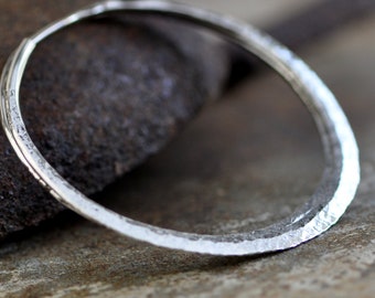 2 inch Large sterling silver hoops, raw silk or your choice of texture, endless style hoop earring, eco friendly