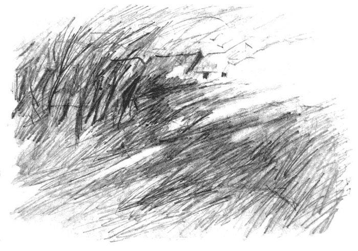 Windy Landscape Pencil Sketch Sketchbook by MarshNelsonFineArt