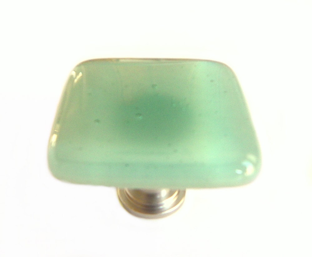 Seafoam Sea Glass Handle Beachy fused glass drawer