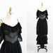 vintage 1920s dress / black 1930s dress / Sheer Black Georgette Bubble Hem Evening Gown