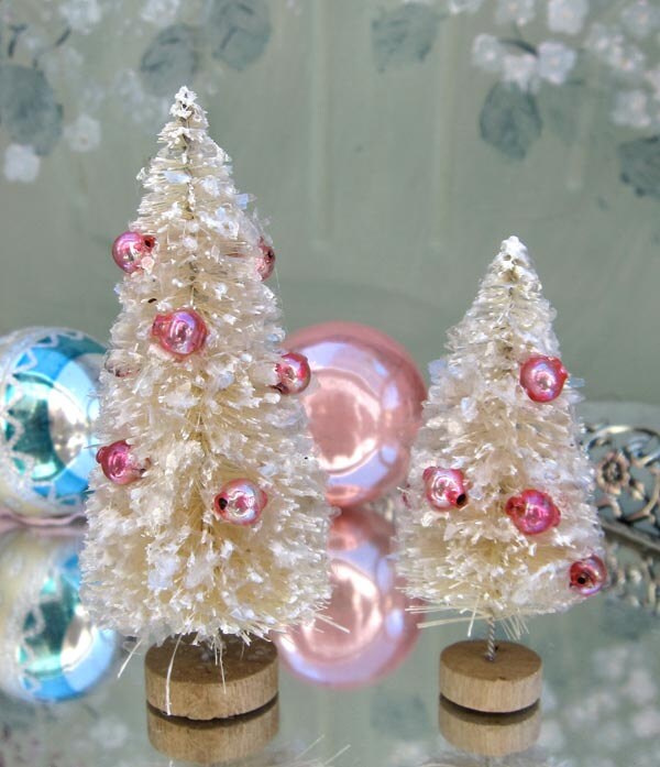 Bottle Brush Tree 2 Vintage Style White Christmas Bottle Brush