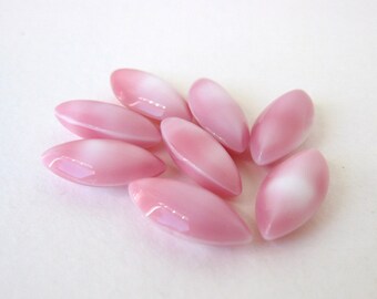 Vintage Glass Rhinestone Jewel Navette Pink White 15x7mm rhs0321 (8)