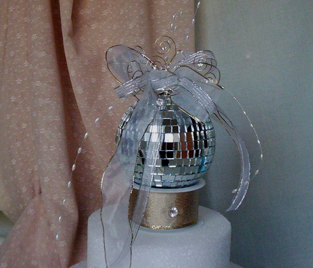 Birthday Mirror Ball Cake Topper Unique Bridal Wedding