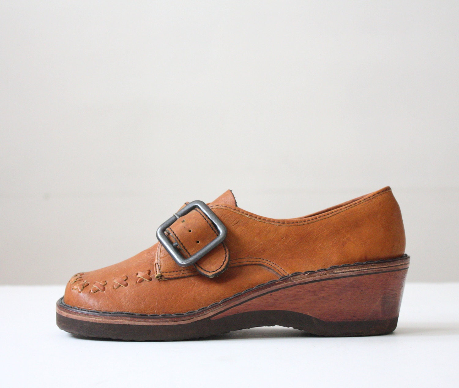 1970's leather buckle loafers size 7