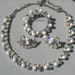 Vintage Coro Blue Aurora Rhinestone and Pearl Parure