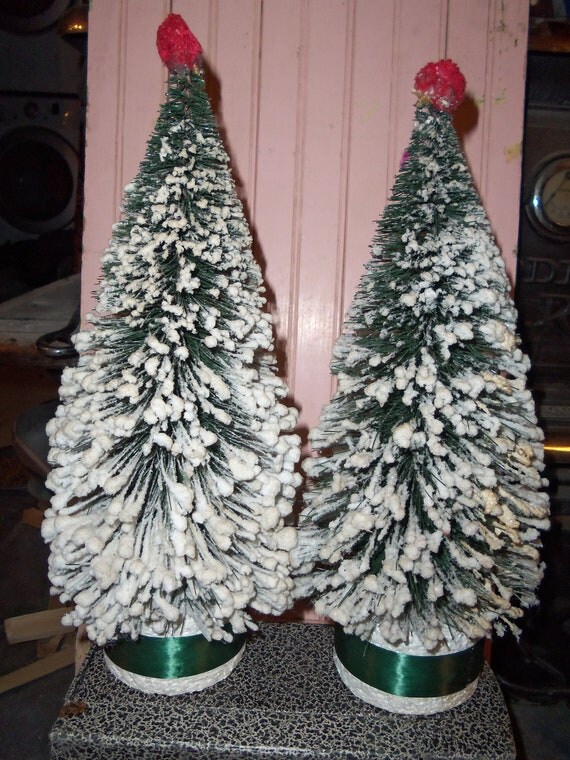 sale vintage large snow covered bottle brush christmas trees sale vintage large snow covered bottle brush christmas trees