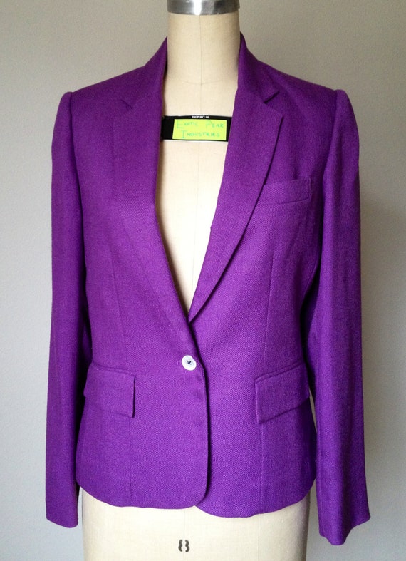 Working Girl Women's Vintage Purple Blazer Suit Jacket